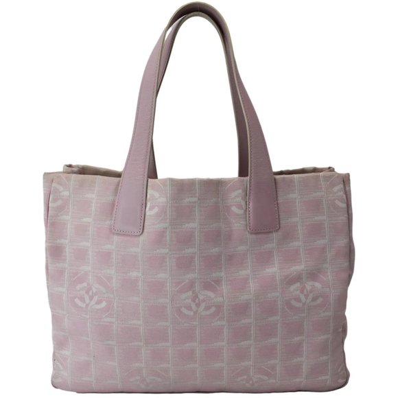 CHANEL CC Logo Travel Line Large Nylon Tote Bag Light Pink